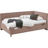 Meise Möbel meise.möbel Polsterbett Fun mit Lattenrost Stoff Rosa Rose 140 x 200 cm