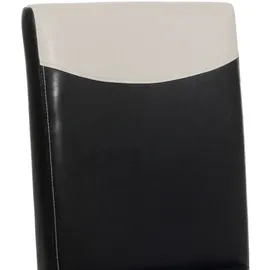 Mendler 2er-Set Esszimmerstuhl Stuhl Küchenstuhl Littau Kunstleder, schwarz-weiß, dunkle Beine