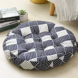 Morbuy Stuhlkissen Rund Einfarbig Sitzkissen, Atmungsaktiv Leinenimitat Tatami Mat Komfortable Stühle Bodenkissen Sitzauflagen für Outdoor Garten Office Sessel (50cm,Streifen)