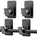 Galenecx 4 Stück Gardinenstange Halterung, Selbstklebend Gardinenstangenhalter, Gardinenstangen Halterung mit Schrauben, Verstellbare Gardinenstangenhalter, für Home, Küche, Bad(Schwarz)