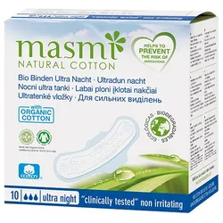 BIO BINDEN ultra Nacht 100% Bio-Baumwolle MASMI 10 St