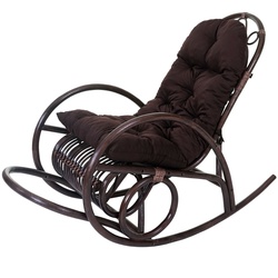 Schaukelstuhl MCW-C40, Schwingsessel Rattansessel, braun ~ Auflage braun