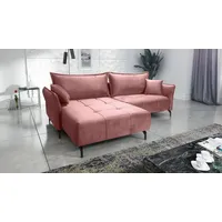 Fun Möbel Ecksofa Schlafsofa Sofa VICTORIA Stoff Element Altrosa Ottomane Links - Rosa