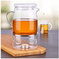 HI Teekanne Teekanne Glas (1,4 Liter) - Teekanne mit Stövchen Glaskanne 16030, (Teekanne mit Stövchen) weiß