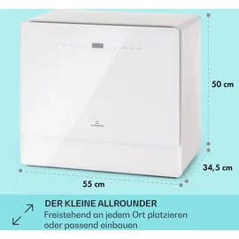 Klarstein Mini-Geschirrspüler für 5 Slim Geschirrspüler freistehend 7 Programme Touch-Control