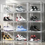 EZJOB Schuhboxen Stapelbar Transparent Schuhaufbewahrungsbox Schuhkarton mit Deckel Schuh Organizer Schuhaufbewahrung für Stöckelschuhe, Stiefeletten, bis zur Größe 48, 1 Stück