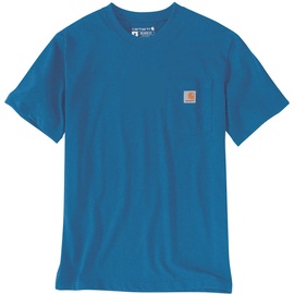 CARHARTT Carhartt, K87 Lockeres, schweres, kurzärmliges T-Shirt mit Tasche, Meeresblau meliert, XXL