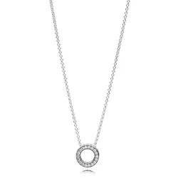 Pandora 397436CZ Damen-Halskette Silber 925 Collier Herzen
