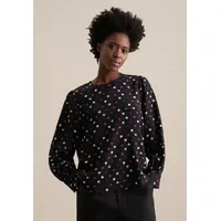 Seidensticker Shirtbluse »Schwarze Rose« Langarm Rundhals Druck schwarz