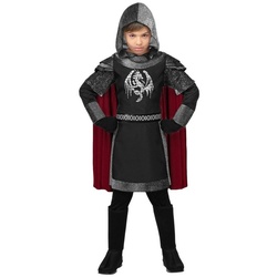 Widdmann Kostüm Schwarzer Ritter Kostüm für Kinder, Mittelalterliches Ritterkostüm für drachenstarke Kerle schwarz 140