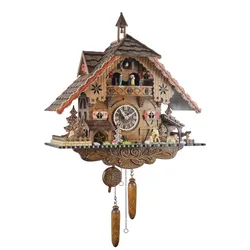 Engstler -Kuckucksuhr Holzhacker Quarzwerk mit Musik 55cm- 3861 QMT