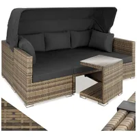 tectake Loungeset Rattan Sitzgruppe, Sicherheitsglasplatte, für 5 bis 6 Personen, (Gartenlounge-set San Marino, 7-tlg., geeignet für Outdoor in Natur), wetterfest und UV-beständig, Dicke der Polster 10 cm braun