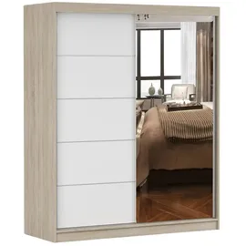 fabryka mebli idźczak Schwebetürenschrank Bono 160 x 195 x 61 cm Weiß/Sonoma