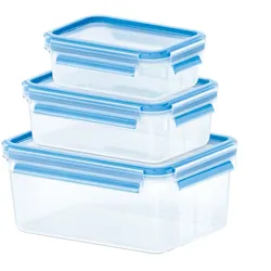 Frischhaltedose EMSA "Clip & Close", blau (transparent, hellblau), Kunststoff, Lebensmittelaufbewahrungsbehälter, 0,55/1/2,2L,auslaufsicher, hygienisch, innovative Deckeltechnologie