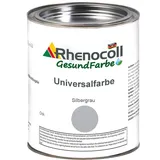 Rhenocoll Universalfarbe für Holz, Metall und Stein – Holzfarbe innen und außen – Wetterfeste Deckfarbe auf Wasserbasis – Metall-Farbe Silbergrau seidenmatt 1 l