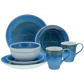 CreaTable CreaTable, Caldera Blau, Kombiservice aus Steinzeug, spülmaschinen- und mikrowellengeeignet, Qualitätsproduktion