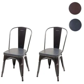 Mendler Esszimmerstuhl HWC-H10e Kunstleder schwarz-grau 2er Set