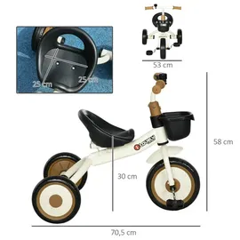 aiyaplay Dreirad Kinderfahrrad mit Verstellbarer Sitz, Fahrradkorb, Kinderrad für 2-5-Jahre Weiß