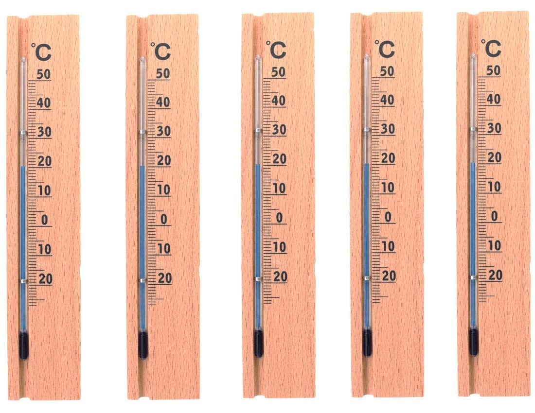 5 Stück KOCH Zimmerthermometer "Modern Design", Holz, Buche