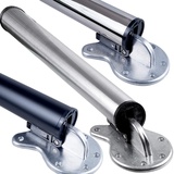 Stahlia Tischbein klappbar 710mm Edelstahl-Optik Ø50mm höhenverstellbare Tischbeine Möbelfuß Tischfuß Verstellfuß für Klapptische inkl. Befestigungsmaterial