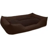 BedDog Hundebett Mimi, Hundesofa aus Cordura, Microfaser-Velours, waschbares Hundebett Vier-eckig mit Rand, Hundekissen für drinnen, draußen, XXXL, braun