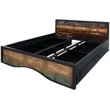 Massivmoebel24 Bett mit Bettkasten Altholz 180x200 mehrfarbig lackiert Industrial 109