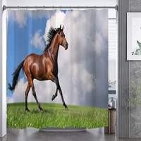 3D Duschvorhang 120x200 Pferd Duschvorhänge Antischimmel Wasserdicht Badevorhang Pferd Duschrollo für Badewanne Dusche Badezimmer Shower Curtains, 8 Duschvorhang Ringe