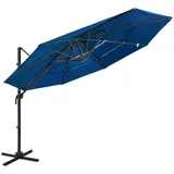 furnicato Sonnenschirm mit Aluminium-Mast 4-lagig Azurblau 3x3 m