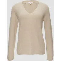 S.Oliver - Strickpullover mit V-Ausschnitt und Raglan-Ärmeln, Beige, 42