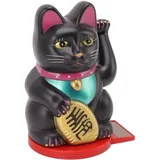 Cyrank Lucky Fortune Cat, Lucky Cat Winkearm Lucky Cat Decor Lucky Feng Shui Cat Solarbetriebene Süße Winkekatze Mit Doppelseitigem Aufkleber(Schwarz)