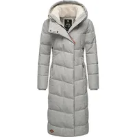 Ragwear Wintermantel Pavla Long extralanger Winterparka mit Teddyfutter und Kapuze grau