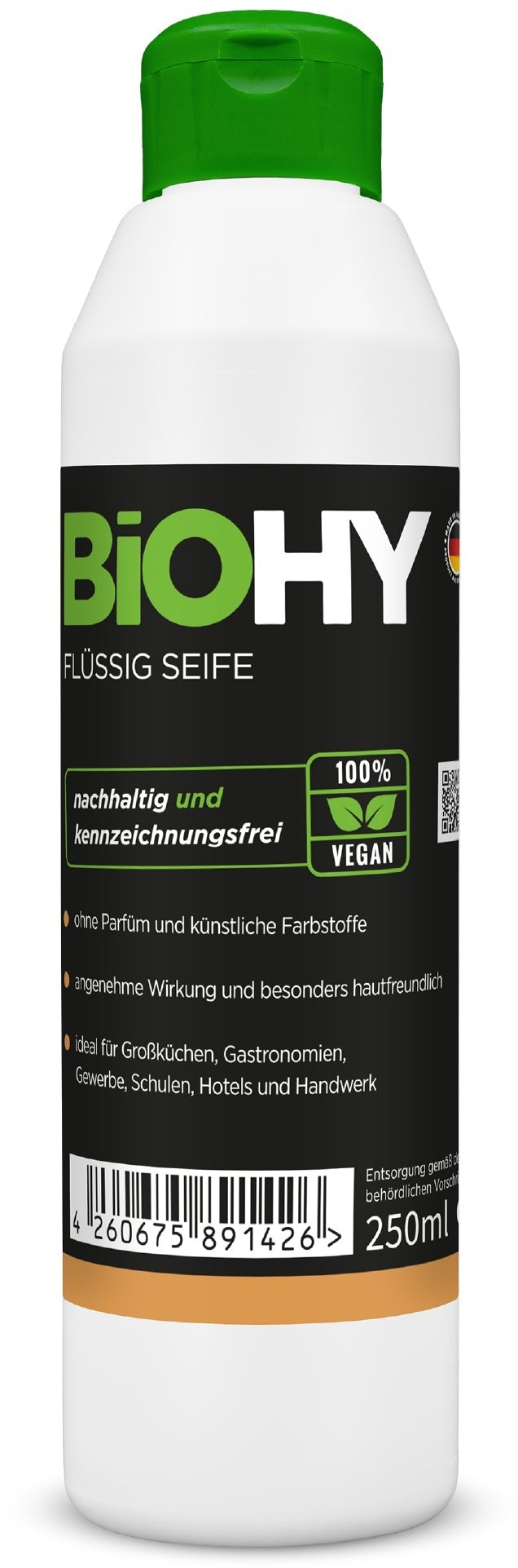 BiOHY Flüssig Seife, Flüssige Handseife, Gesichtsseife, Sensitive Waschlotion 1 x 250 ml Flasche