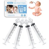 Aufisi Nasenspritze Baby, 4 Stück Nasenspüler Wiederverwendbare, Nasendusche Kinder 10ml Tragbares, Nasenspülung mit Silikon Nasensaugspitze, Hochwertigen Nasenspülset Sicherer und Komfortabel