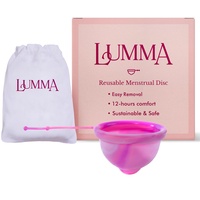 LUMMA Menstruationsdisk - Mit Tragetasche & Silikonfaden für Mühelose Entfernung - Auslaufsicher Bequeme & Nachhaltige Tampon-Alternative, Nachhaltiges Silikon - Kleiner Gebärmutterhals, Pink Love