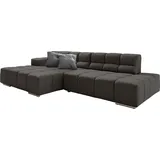 Designwerk Ecksofa "Temple, Designsofa trifft hohen Sitzkomfort, L-Form", schwarz (charcoal), B:286cm T:169cm, 100% Polyester, Sofas, Ecksofa, mit Sitztiefenverstellung