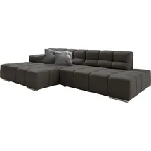 Designwerk Ecksofa "Temple, Designsofa trifft hohen Sitzkomfort, L-Form", schwarz (charcoal), B:286cm T:169cm, 100% Polyester, Sofas, Ecksofa, mit Sitztiefenverstellung