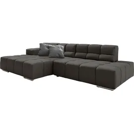 Designwerk Ecksofa "Temple, Designsofa trifft hohen Sitzkomfort, L-Form", schwarz (charcoal), B:286cm T:169cm, 100% Polyester, Sofas, Ecksofa, mit Sitztiefenverstellung