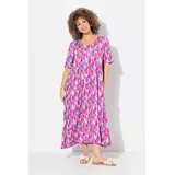 Ulla Popken Damen große Größen Übergrößen Plus Size Jersey-Midikleid, A-Linie, V-Ausschnitt, Halbarm kühles pink 54+ 837922807-54+ - 54-56