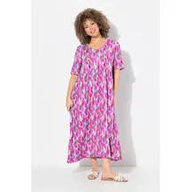 Ulla Popken Damen große Größen Übergrößen Plus Size Jersey-Midikleid, A-Linie, V-Ausschnitt, Halbarm kühles pink 54+ 837922807-54+ - 54-56