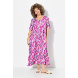 Ulla Popken Damen große Größen Übergrößen Plus Size Jersey-Midikleid, A-Linie, V-Ausschnitt, Halbarm kühles pink 54+ 837922807-54+ - 54-56