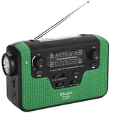 Notfall Solar Handkurbel Radio, RD-388 FM/AM/SW Solar Handkurbel Radio, mit LED Taschenlampe, Unterstützung für Telefonladegerät/Freisprechen, für Outdoor/Musik-Player/Camping(Grün)