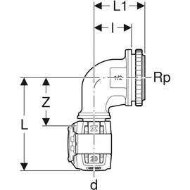 Geberit Anschlusswinkel FlowFit d 16mmxRp 1/2, 90Grad, für UP-Spülkasten