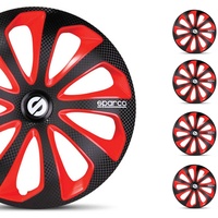 Satz Sparco Radzierblenden Sicilia 16-Zoll Schwarz/Rot/Karbon