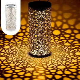Marrakesch Orient & Mediterran Interior 2er Set Orientalische Solarlaterne Solar Laterne Windlicht Noum Weiss