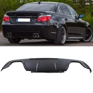 Heckdiffusor kompatibel für BMW E60 E61 M Paket M5 4 Rohr Duplex 03-10 Schwarz Glanz DM Autoteile 914007