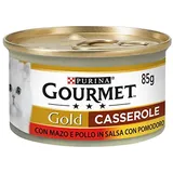 Purina Gourmet Gold Aufläufe nass Katzen mit Rindfleisch und Huhn in Sauce mit Tomaten, 24 Dosen à 85 g