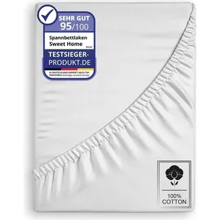 COFI 1453 Spannbettlaken Jersey-Baumwolle 140 x 200 cm weiß