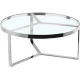 LEONIQUE »Palmer«, Runder Couchtisch, Silber, Chrom, Glasplatte, Gestell, 90x90x40