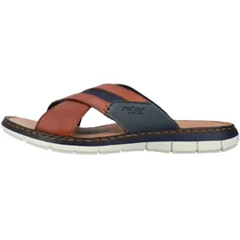 Rieker Pantolette RIEKER, Herren, Gr. 40, braun (cognac, denim), Leder, Textil, Schuhe Pantolette, Sommerschuh, Strandschuh, Hausschuh mit weicher Innensohle