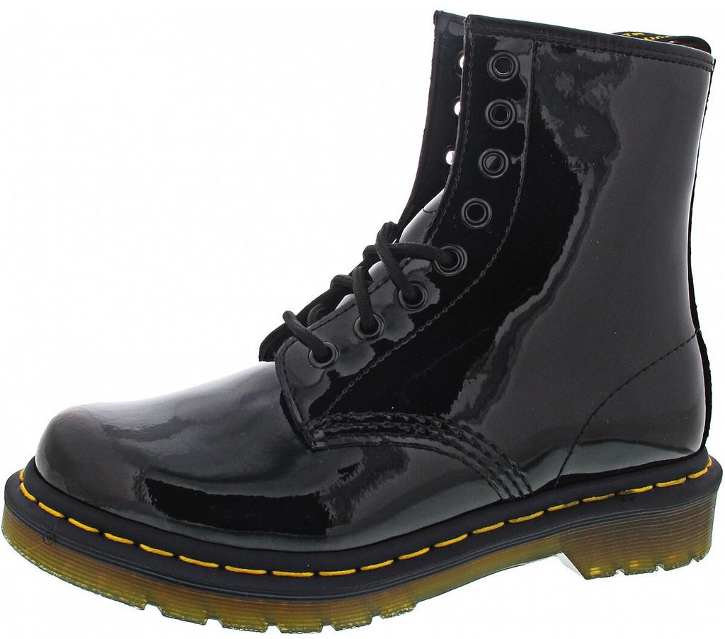 Dr. Martens - 1460 W Black Patent Lamper, 11821011, 8 Loch Lack Stiefel schwarz Größe 39 (UK6)